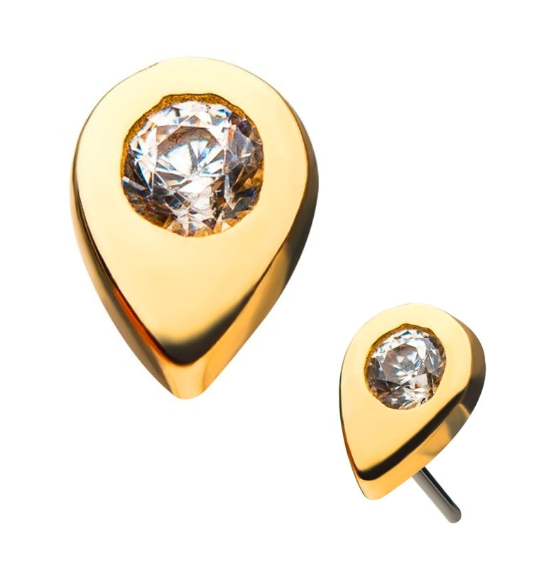 14kt Gold Weep CZ Threadless Top