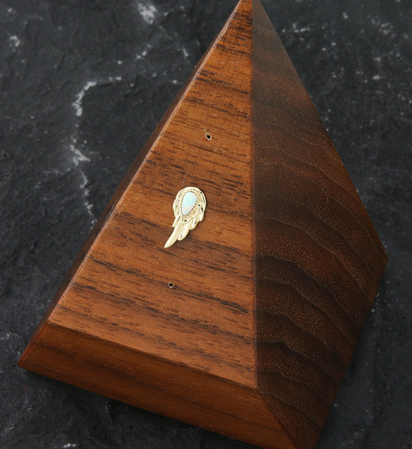 14kt Gold Teardrop White Opalite Wing Threadless Top (Left Ear)