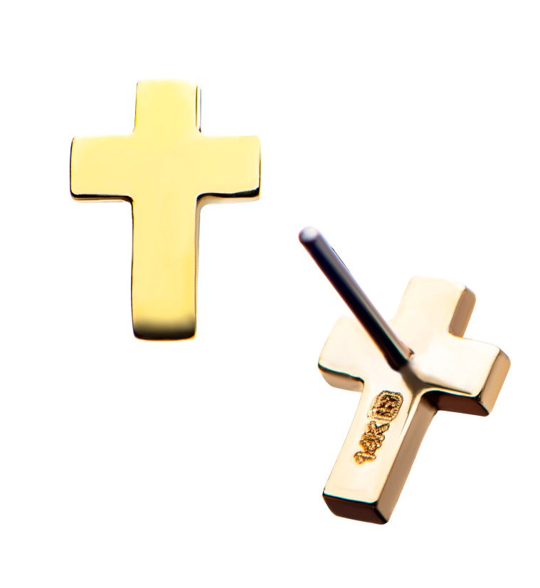 14kt Gold Cross Threadless Top