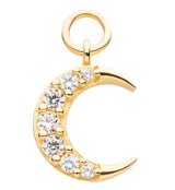 14kt Gold Tip Crescent Clear CZ Charm