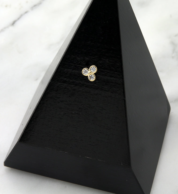 14kt Gold Treble CZ Threadless Top