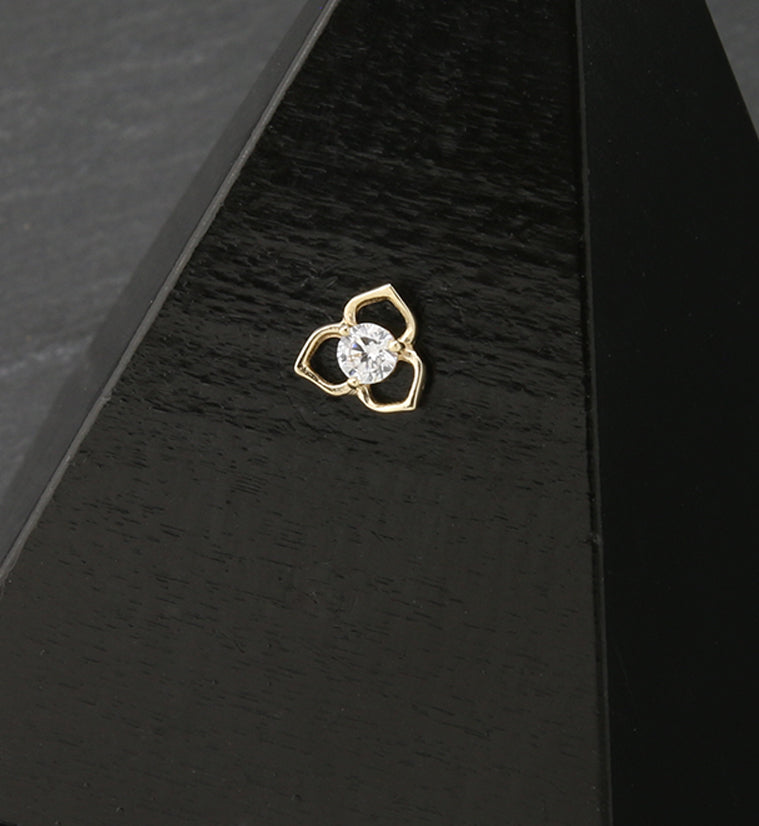 14kt Gold Tri Petal CZ Threadless Top