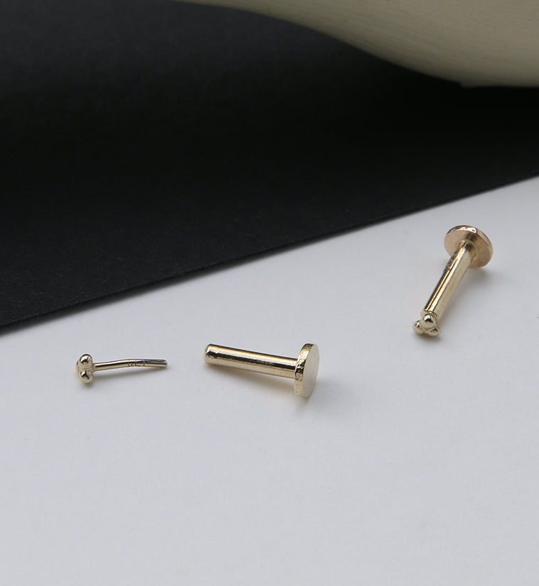 14kt Gold Triad Ball Threadless Labret