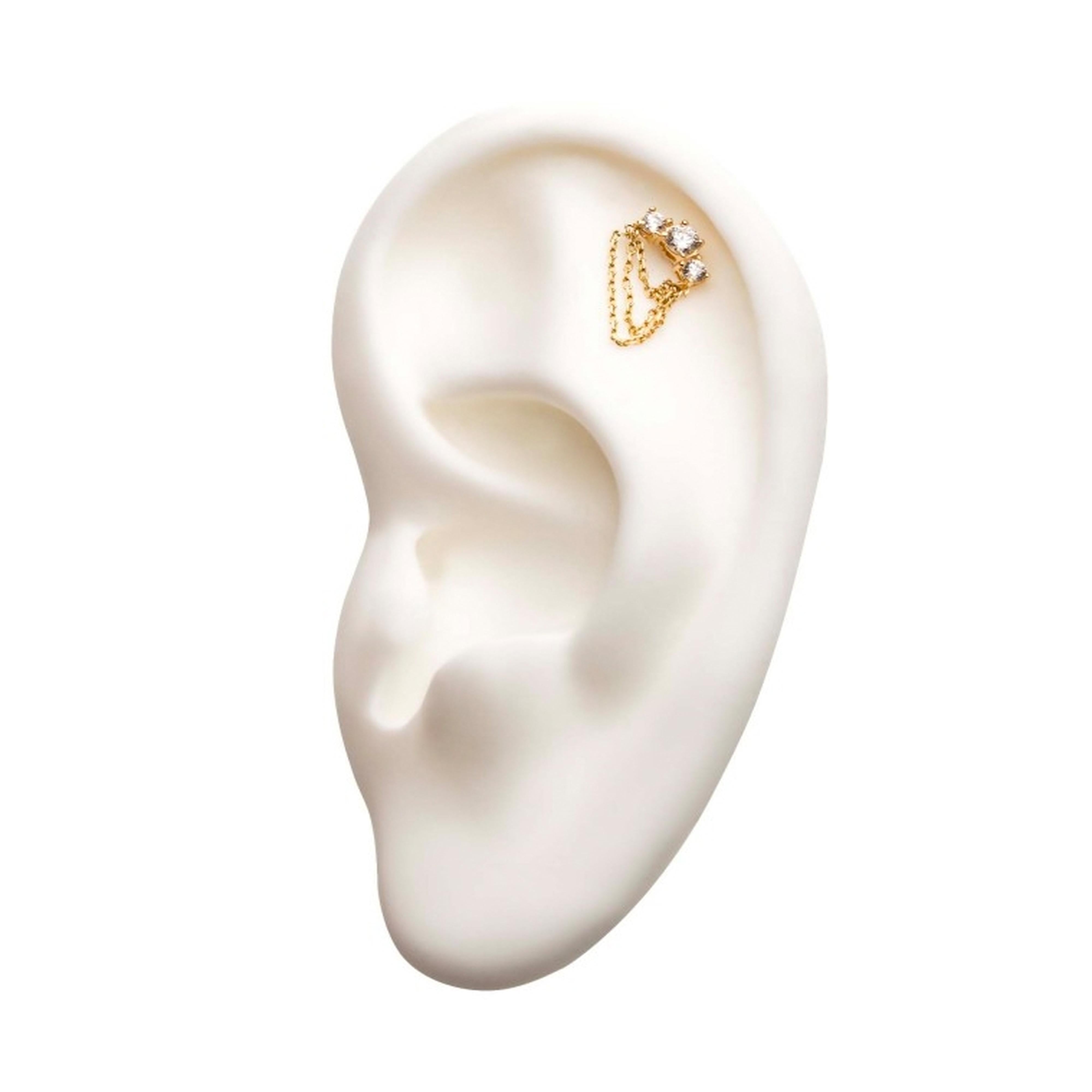 14kt Gold Triple CZ Prong Chain Threadless Top