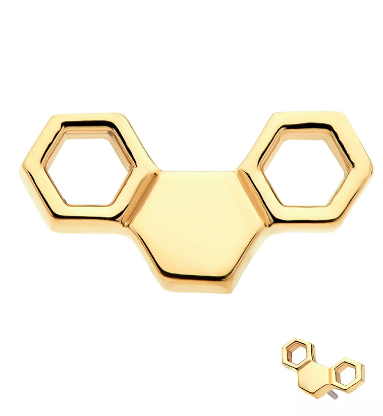 14kt Gold Triple Hexad Threadless Top