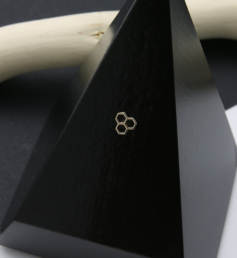 14kt Gold Triple Hexagon Threadless Top