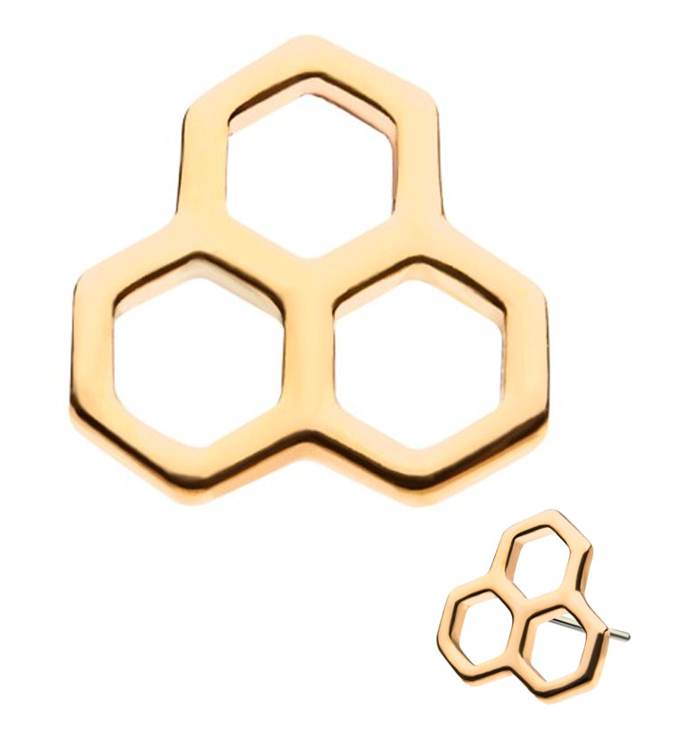 14kt Gold Triple Hexagon Threadless Top