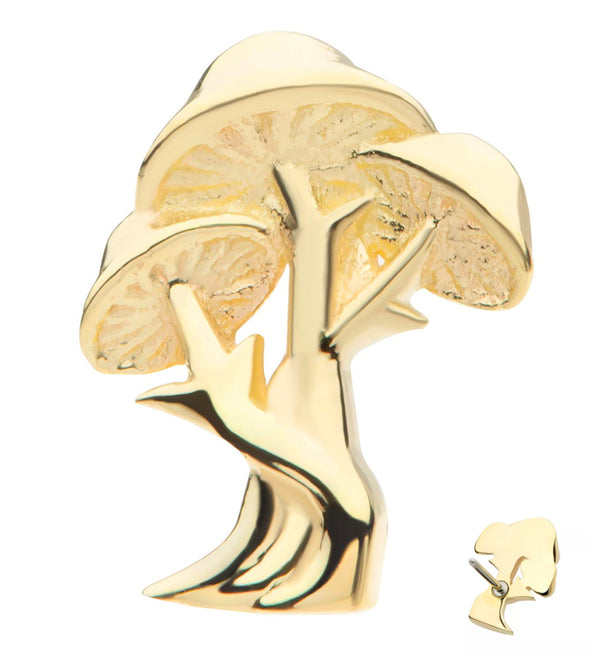 14kt Gold Triple Mushroom Threadless Top