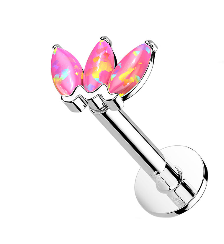 14kt Gold Triple Pink Opal Threadless Labret