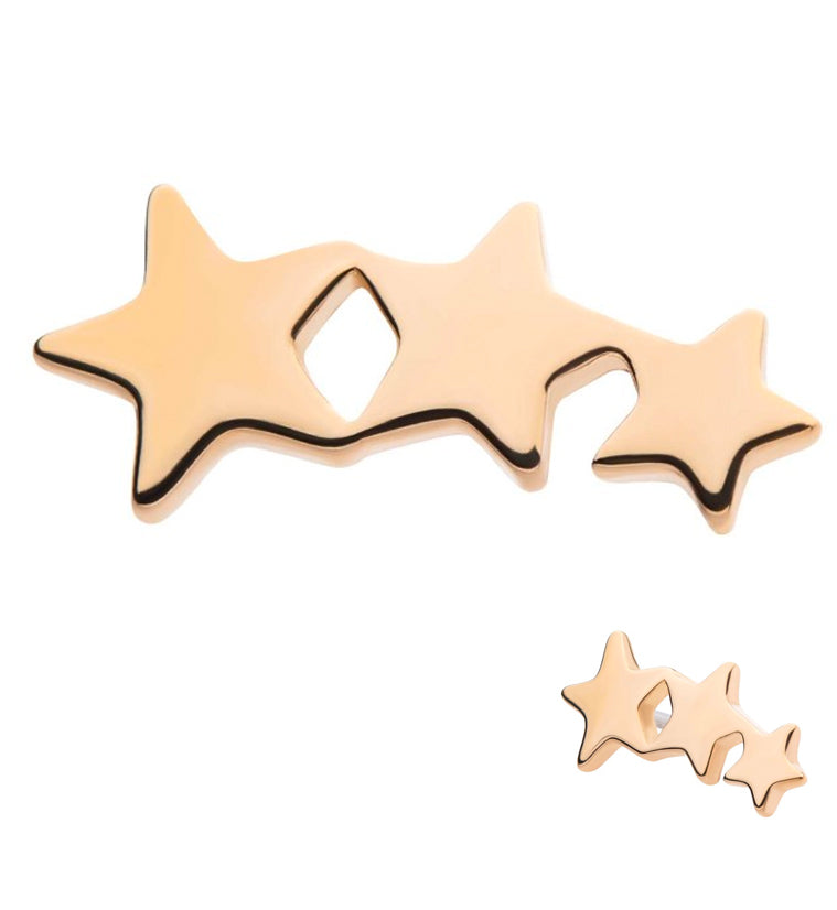 14kt Gold Triple Star CZ Threadless Top