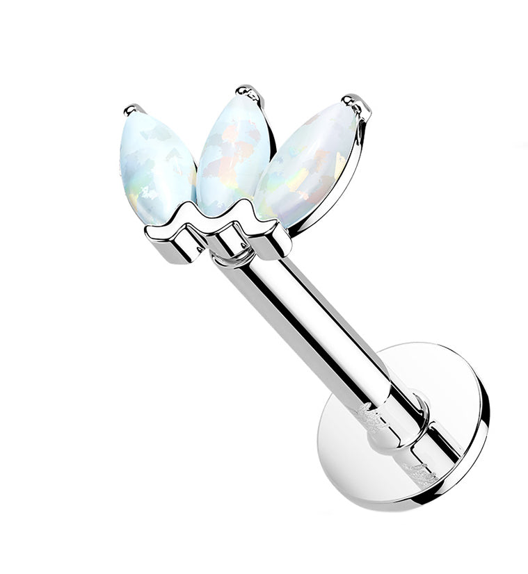 14kt Gold Triple White Opal Threadless Labret