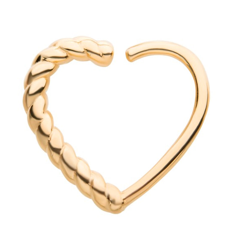 14kt Gold Twine Heart Seamless Hoop Ring