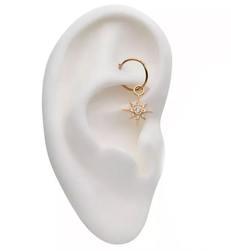 14kt Gold Twinkle Clear CZ Charm