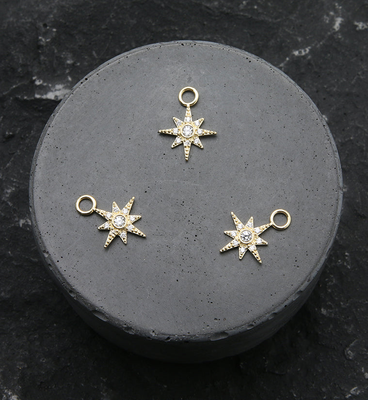 14kt Gold Twinkle Clear CZ Charm