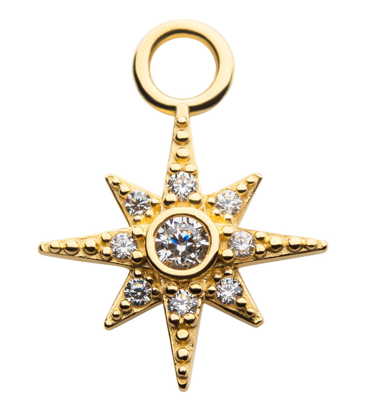 14kt Gold Twinkle Clear CZ Charm