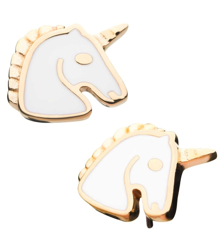 14kt Gold White Unicorn Threadless Top