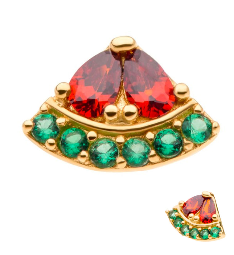 14kt Gold Watermelon CZ Threadless Top