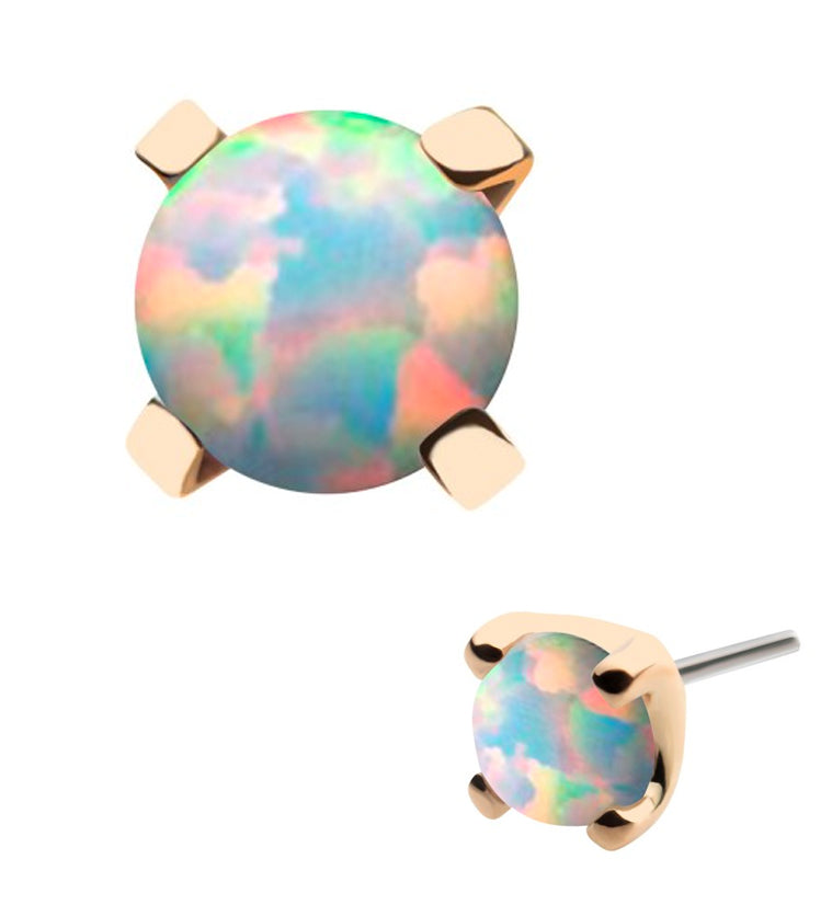 14kt Gold White Opal Threadless Top