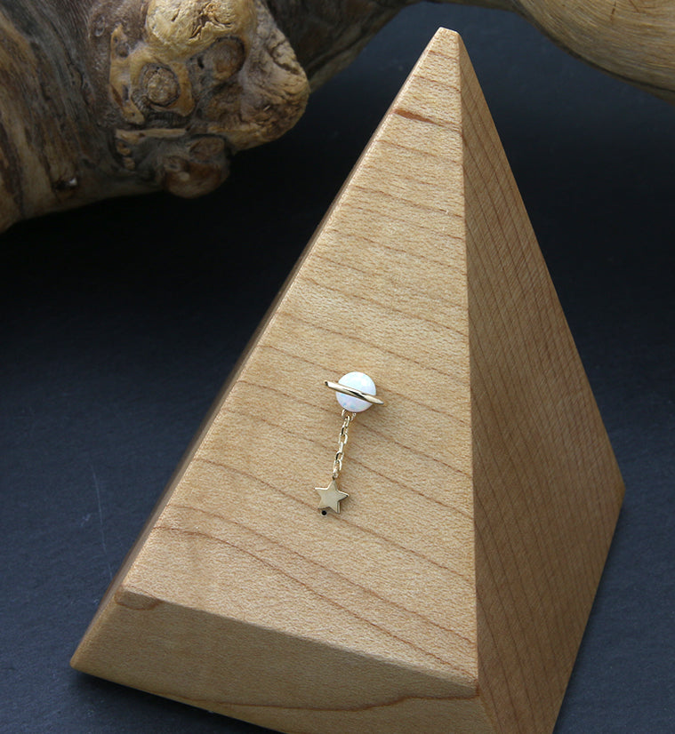 14kt Gold White Opalite Planet Dangle Star Threadless Top