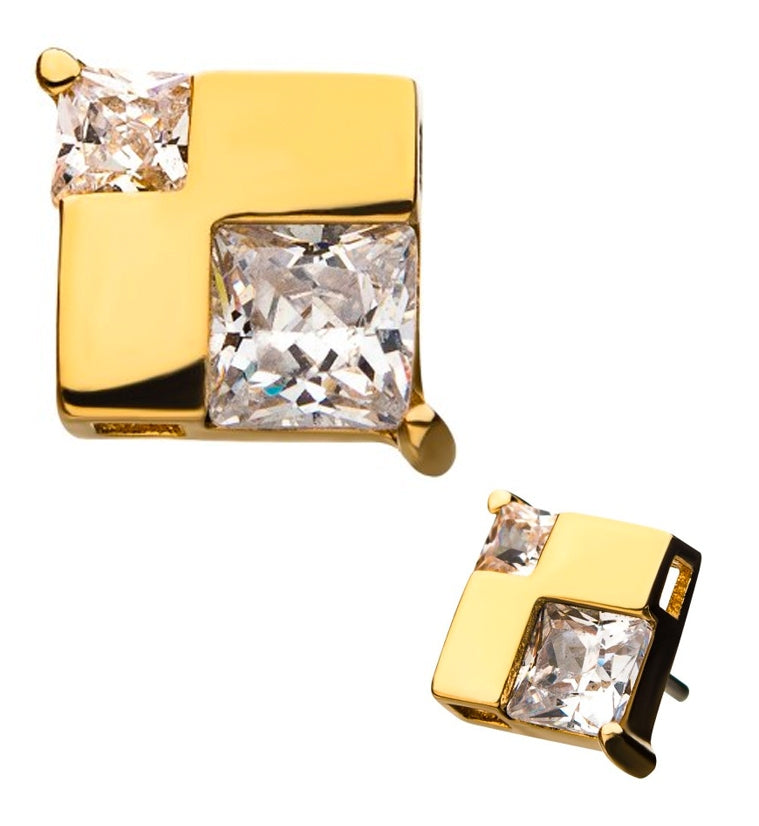 14kt Gold Hedron CZ Threadless Top