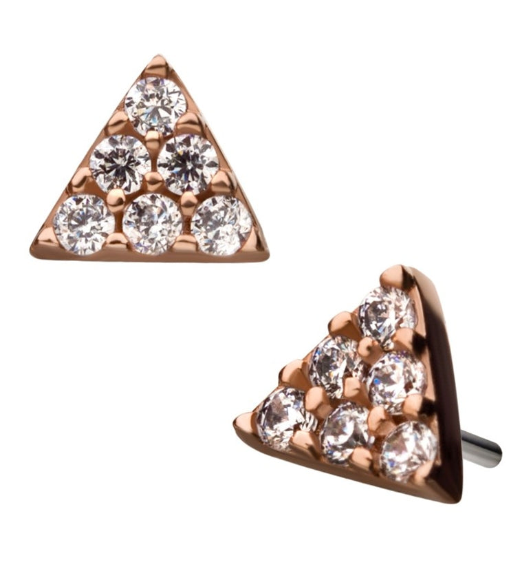 14kt Rose Gold Triangle CZ Threadless Top