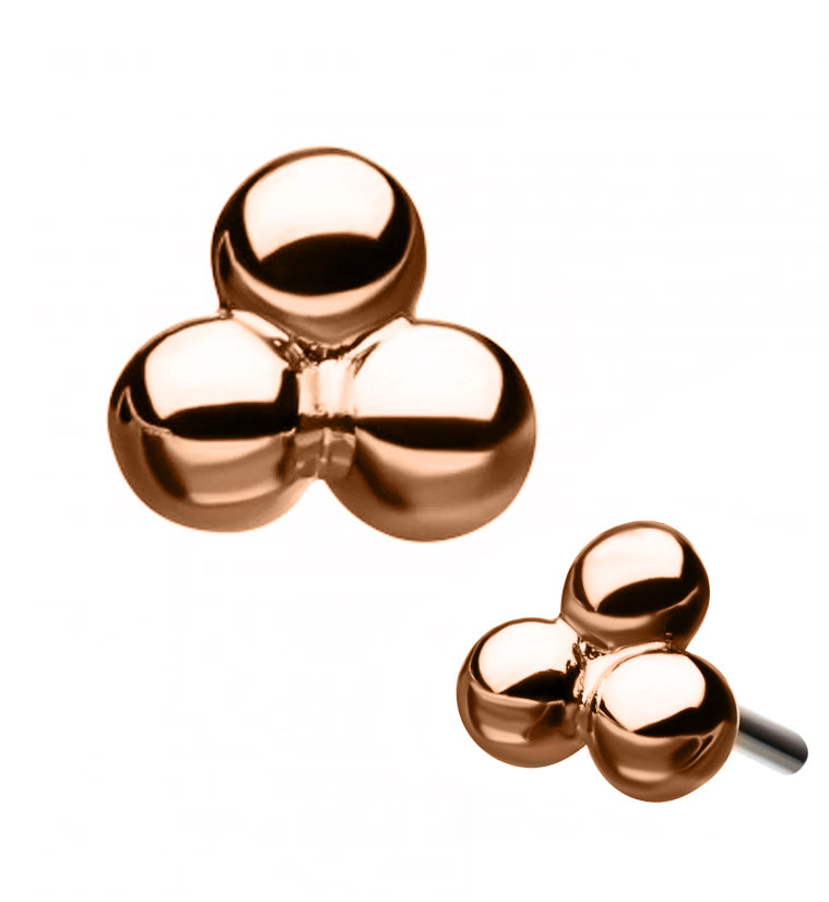 14kt Rose Gold Triple Ball Threadless Top