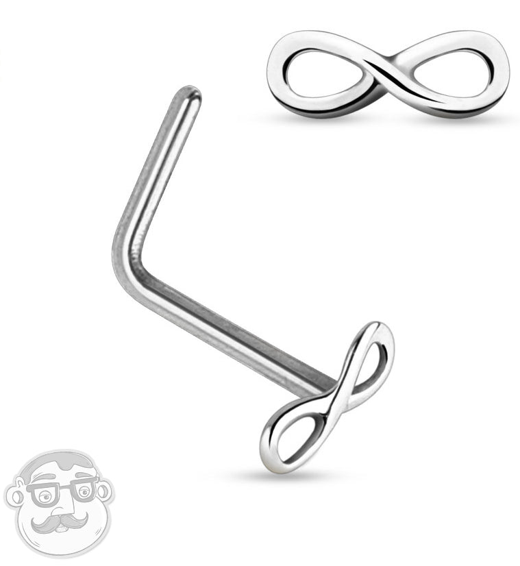 20G 14kt White Gold L Shaped Infinity Nose Ring