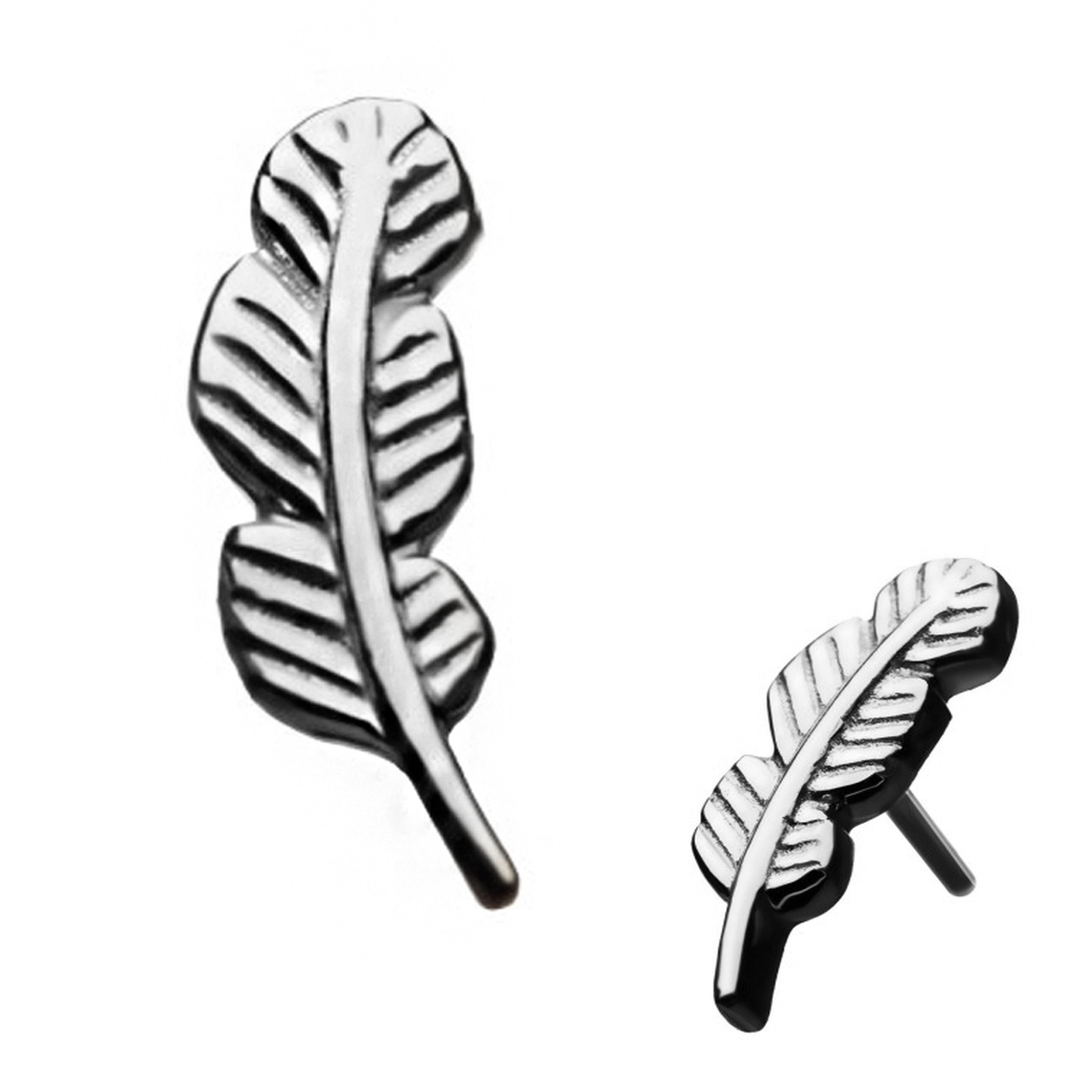 14kt White Gold Leaf Threadless Top