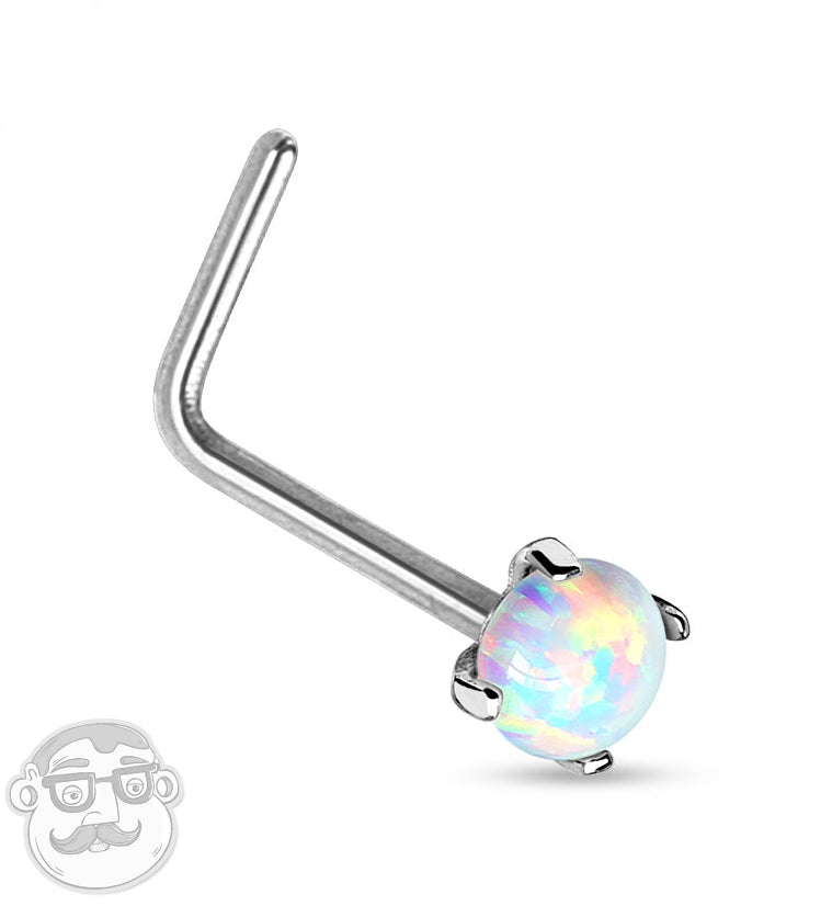 14kt White Gold Opalite Top Nose Ring