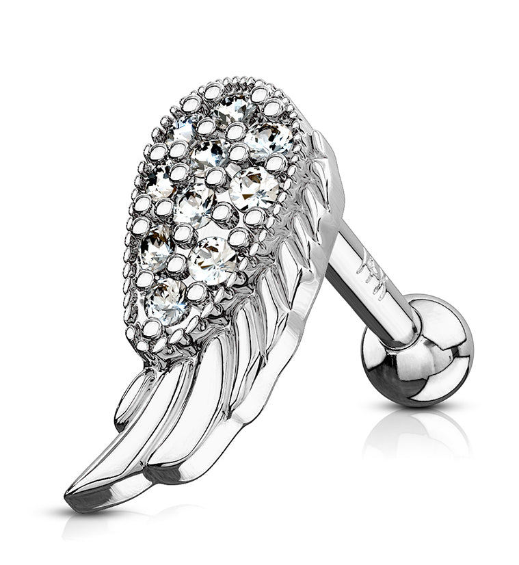 16G Angel Wing 14kt White Gold Cartilage Barbell