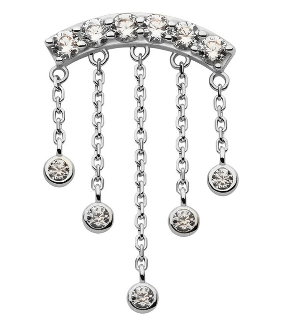 14kt White Gold Arch Dangle CZ Chains Threadless Top