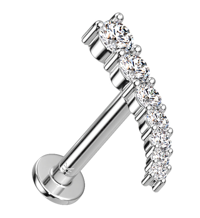 14kt White Gold Ascend CZ Threadless Labret