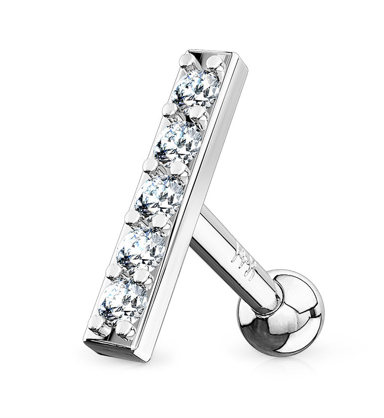 16G CZ 14kt White Gold Bar Cartilage Barbell