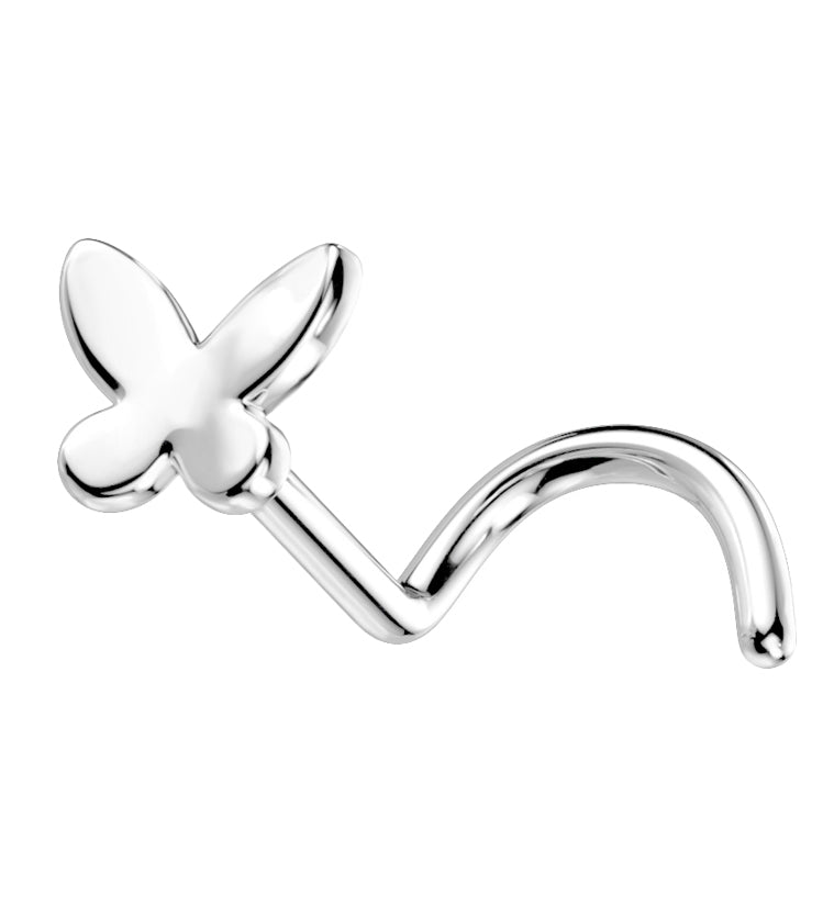 14kt White Gold Butterfly Nose Screw