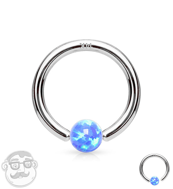 Blue Opalite Captive Ring
