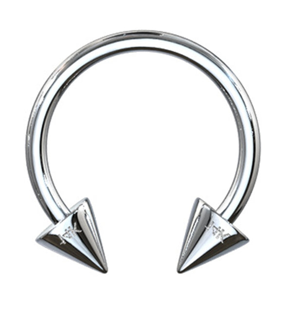 14kt White Gold Spiked Circular Barbell