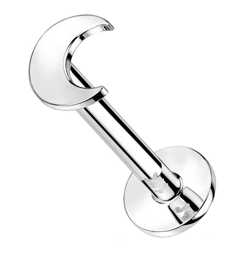 14kt White Gold Crescent Moon Labret