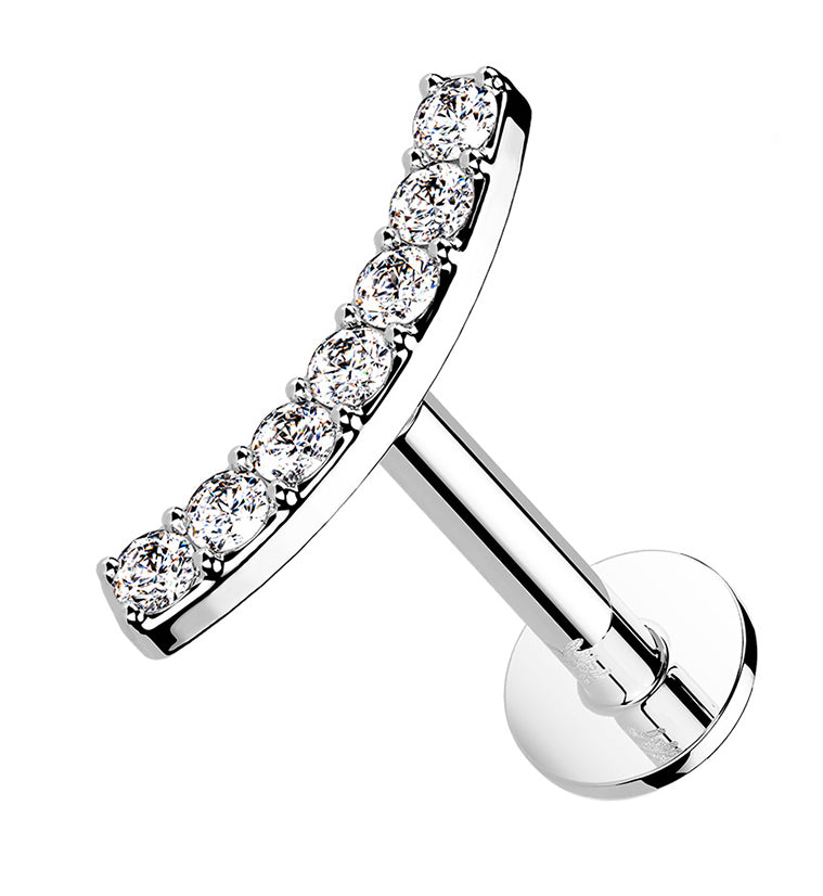 14kt White Gold CZ Arch Threadless Labret