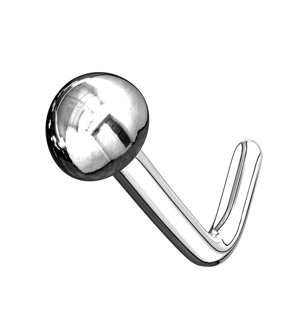 20G 14kt White Gold Dome L Shaped Nose Ring