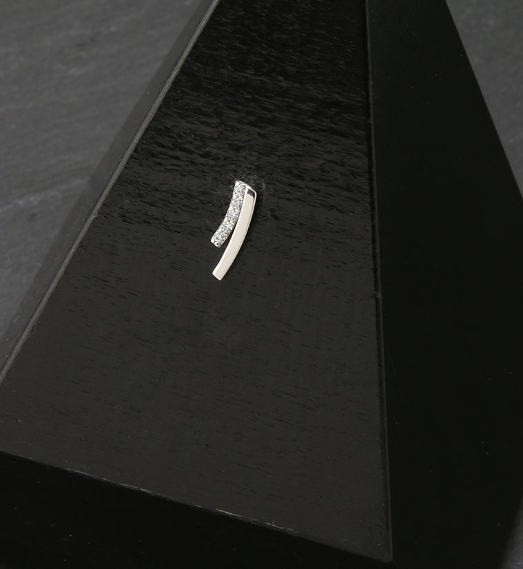 14kt White Gold Dual Curve CZ Threadless Top