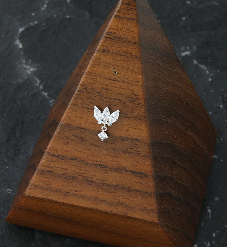 14kt White Gold Empress Dangle CZ Threadless Top