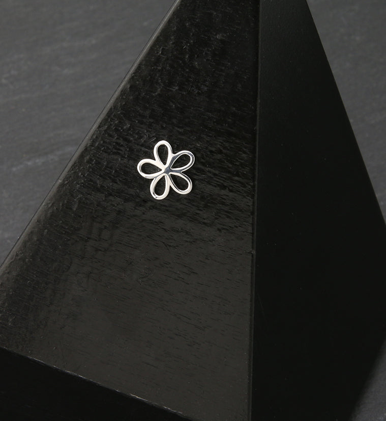 14kt White Gold Flower Trace Threadless Top