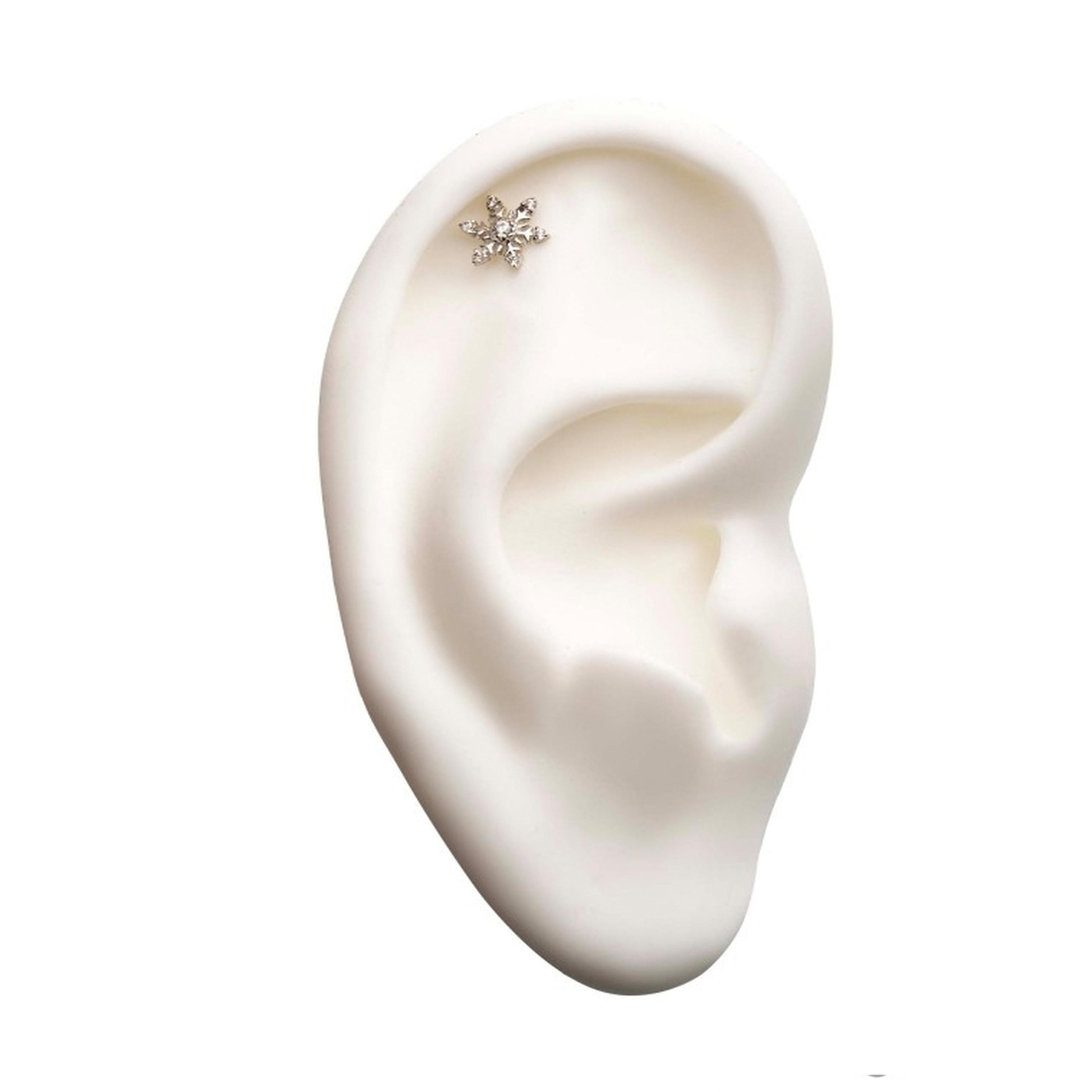 14kt White Gold Frosty Snowflake Threadless Top