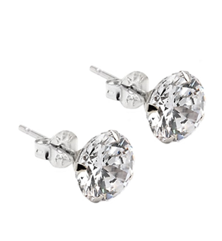 14kt White Gold Prong Set Clear CZ Earrings