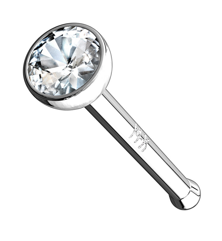 14kt White Gold CZ Nose Stud Ring