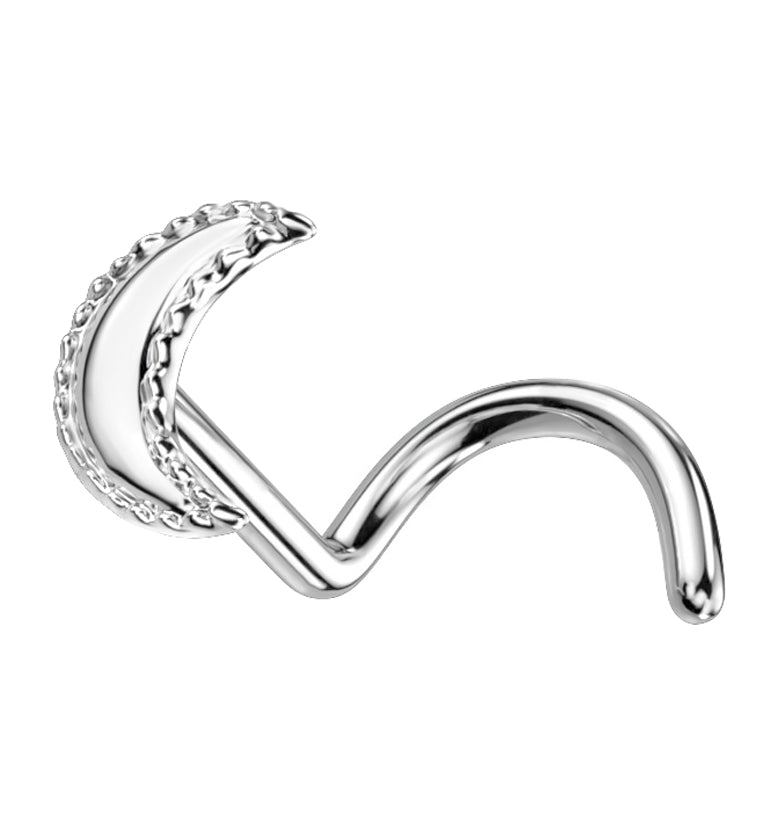 14kt White Gold Half Moon Nose Screw