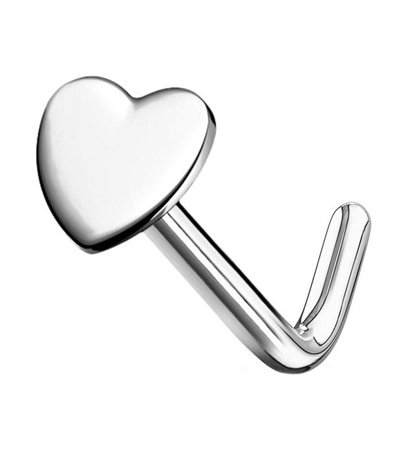 20G 14kt White Gold Heart L Shaped Nose Ring