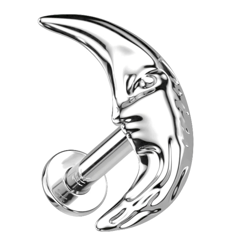 14kt White Gold Man On The Moon Crescent Threadless Labret
