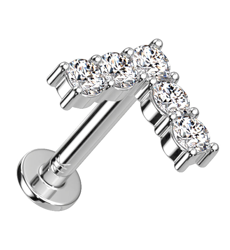 14kt White Gold Point CZ Threadless Labret