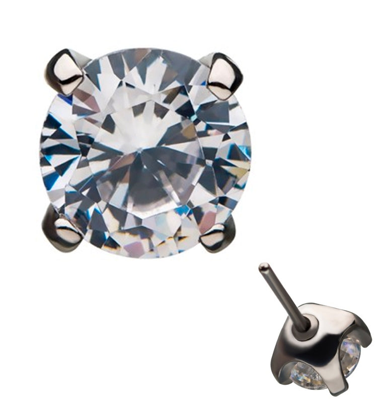 14kt White Gold CZ Prong Threadless Top